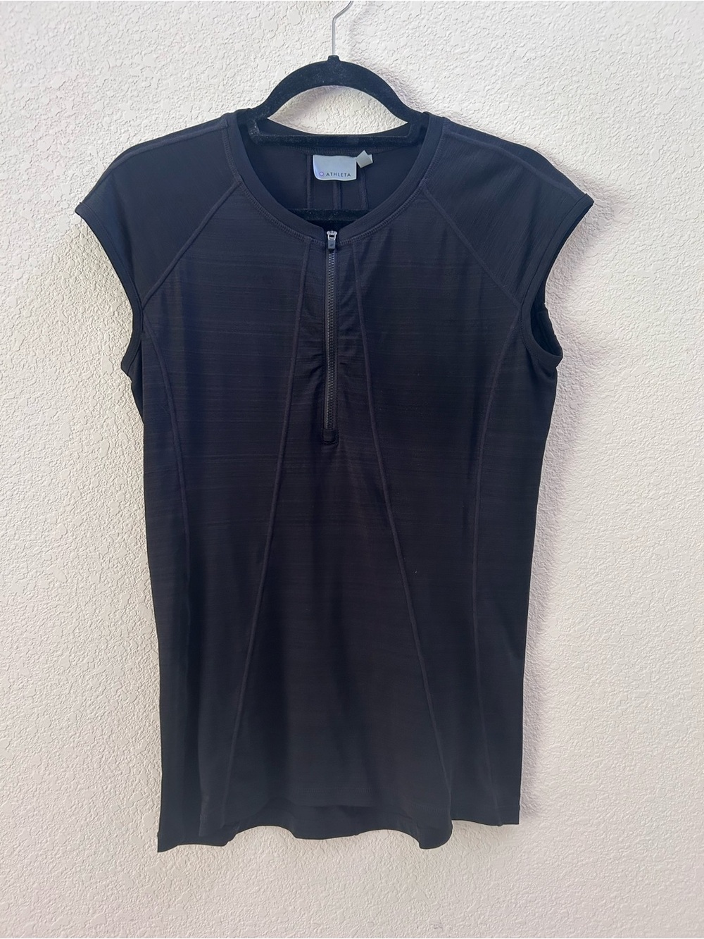 Athleta Black Pacifica UPF 1/4 Zip Sleeveless Top Size M